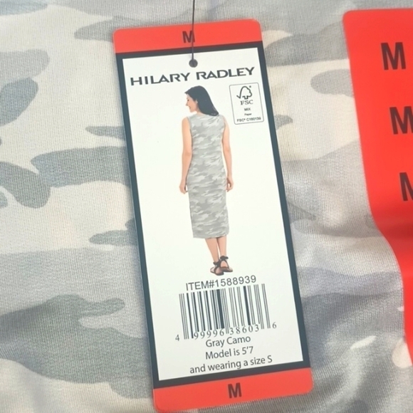 NWT Hilary Radley gray camo rayon sleeveless midi maxi column dress size M - Picture 8 of 8